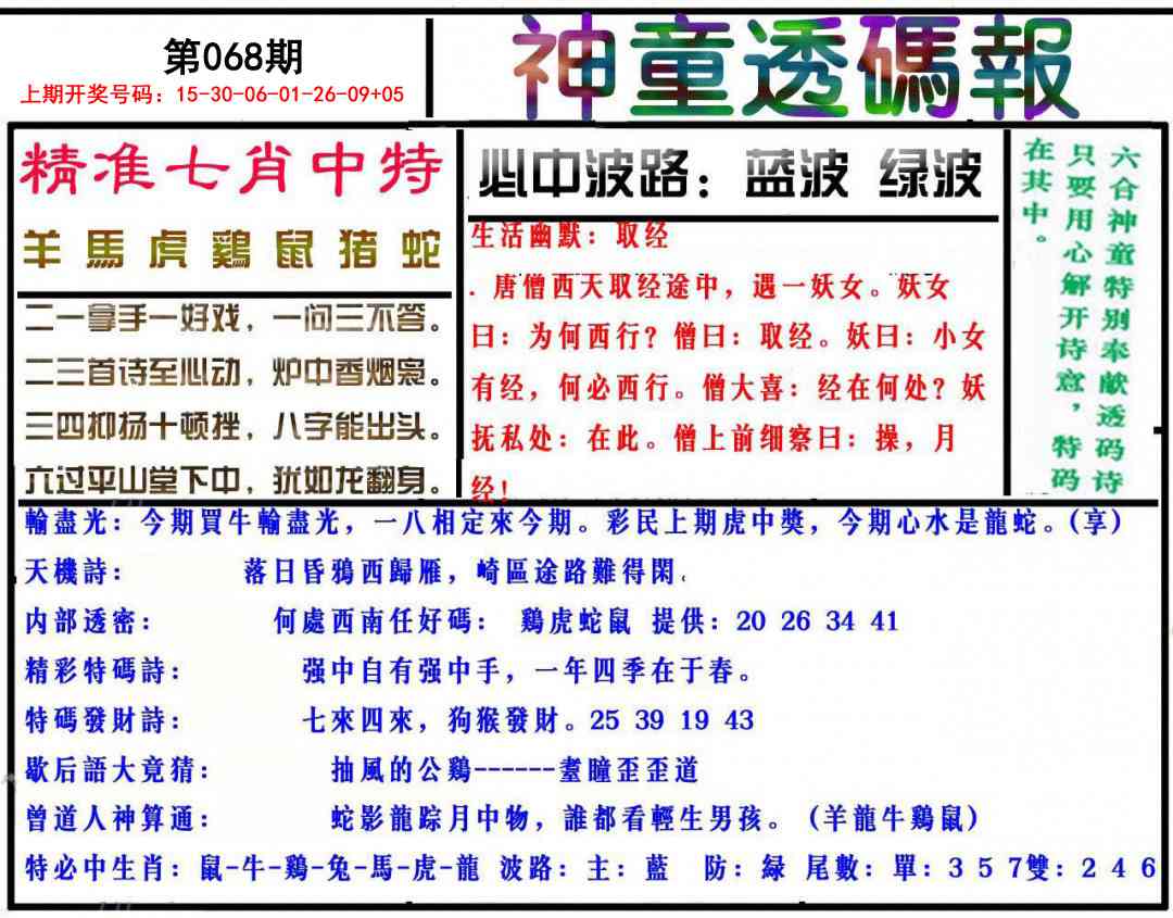 068期神童透码报[图]