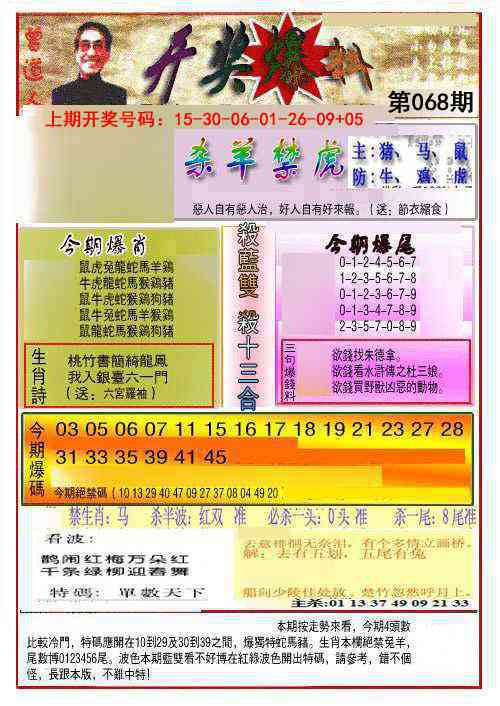 068期开奖爆料(新图推荐)[图]
