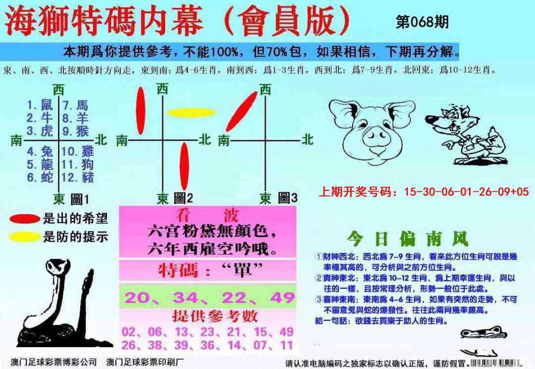 068期海狮特码会员报[图]