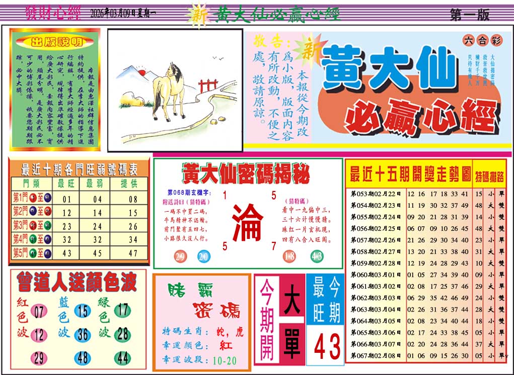 068期黄大仙必赢心经A[图]