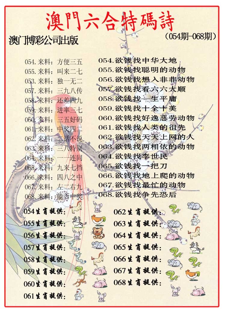 068期内部特码诗[图]