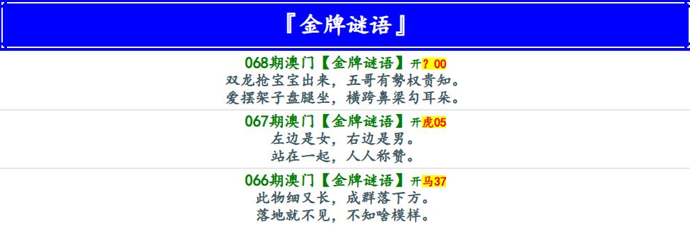 068期金牌谜语[图]