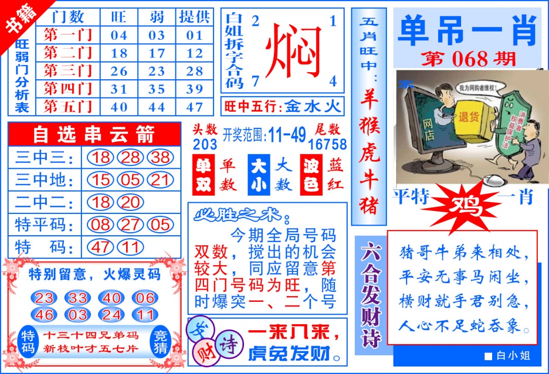 068期澳门单吊一肖[图]