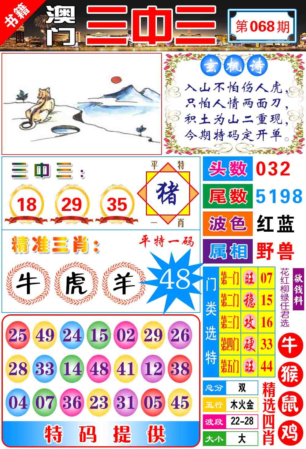 068期澳门宝典三中三[图]